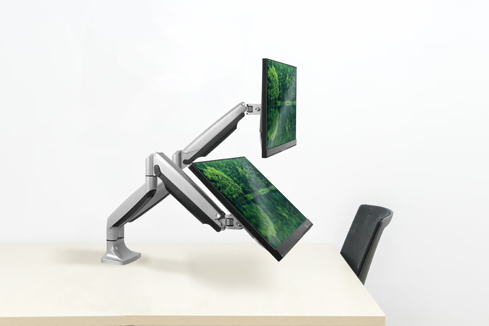 Braccio YZ articolato a Gas con estensione per 2 monitor